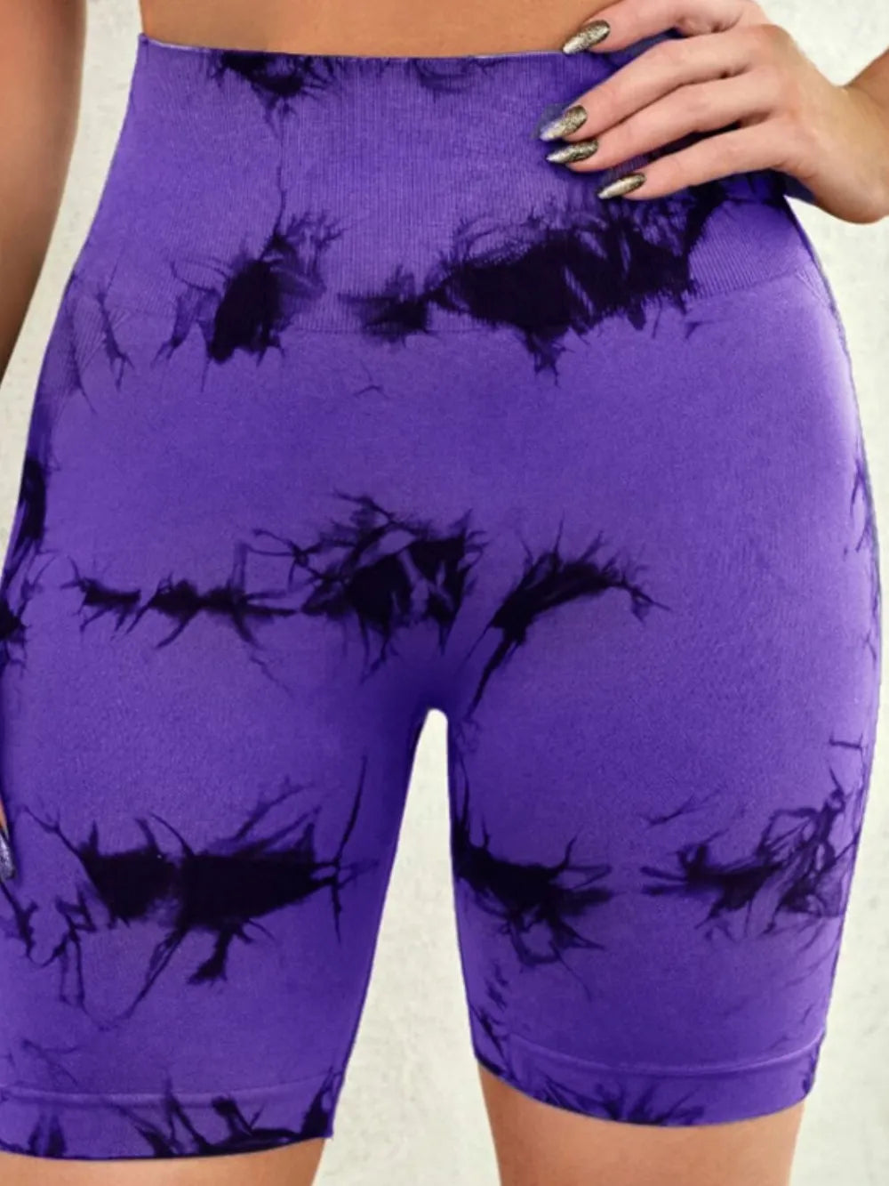 Fashorio Electric Purple / S Tie-Dye High Waist Active Shorts
