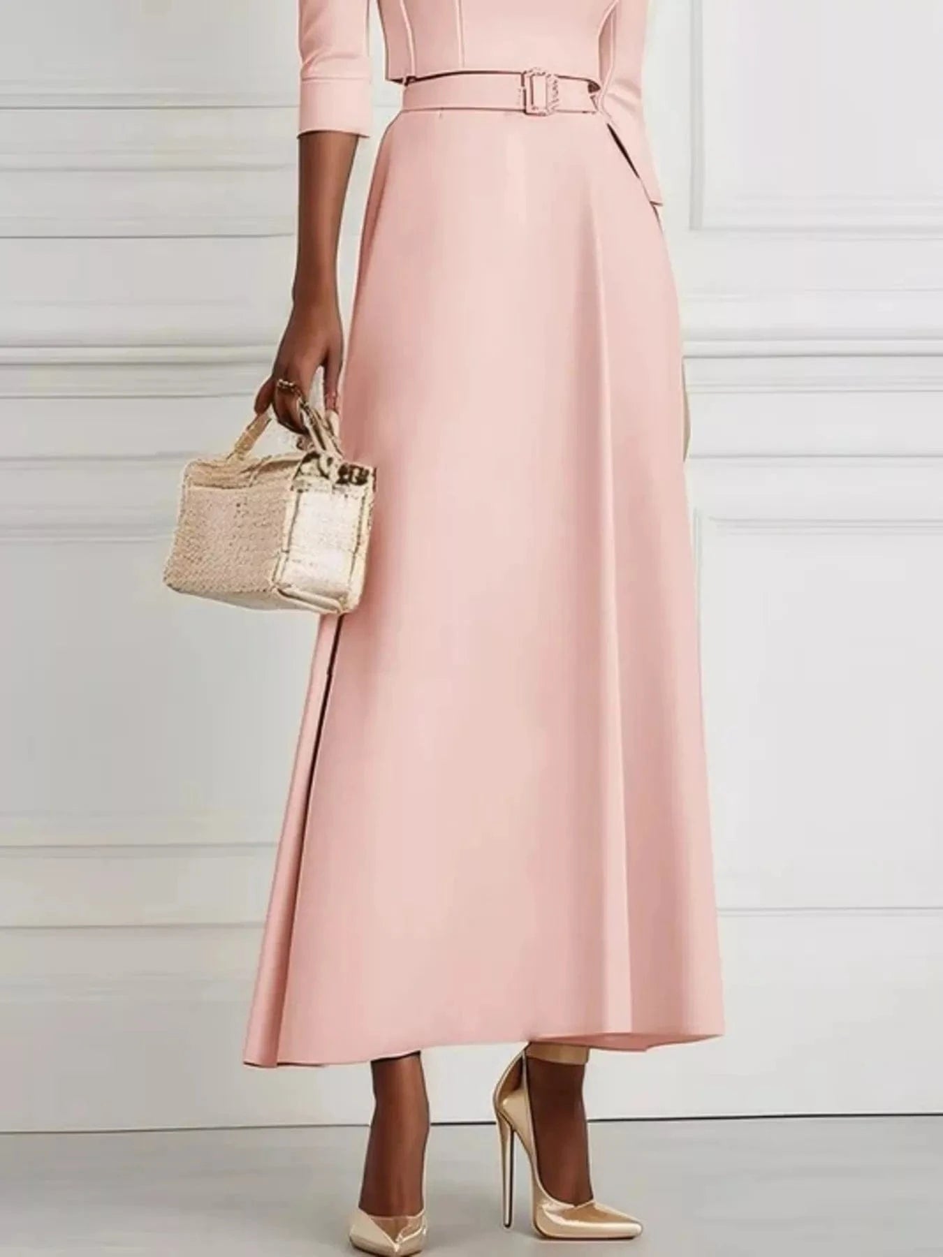 Fashorio Elegant Off-Shoulder Belted Maxi Dress