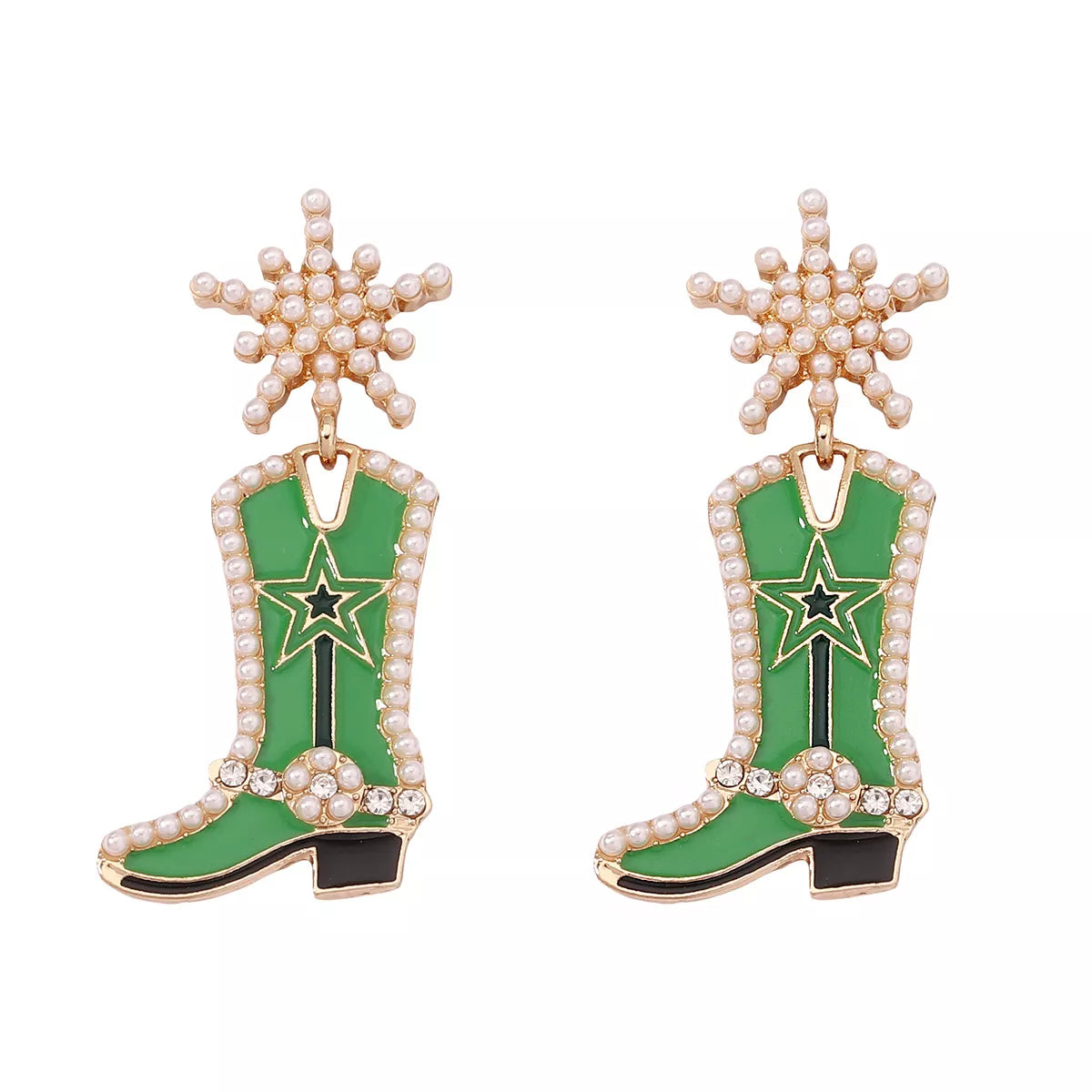 Fashorio Emerald Green / onesize Cowgirl Boot Dangle Earrings