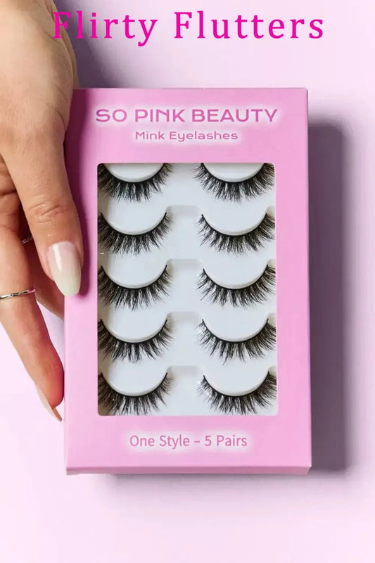 SO PINK BEAUTY Mink Eyelashes 5 Pairs Flirty Flutters One Size - Fashorio