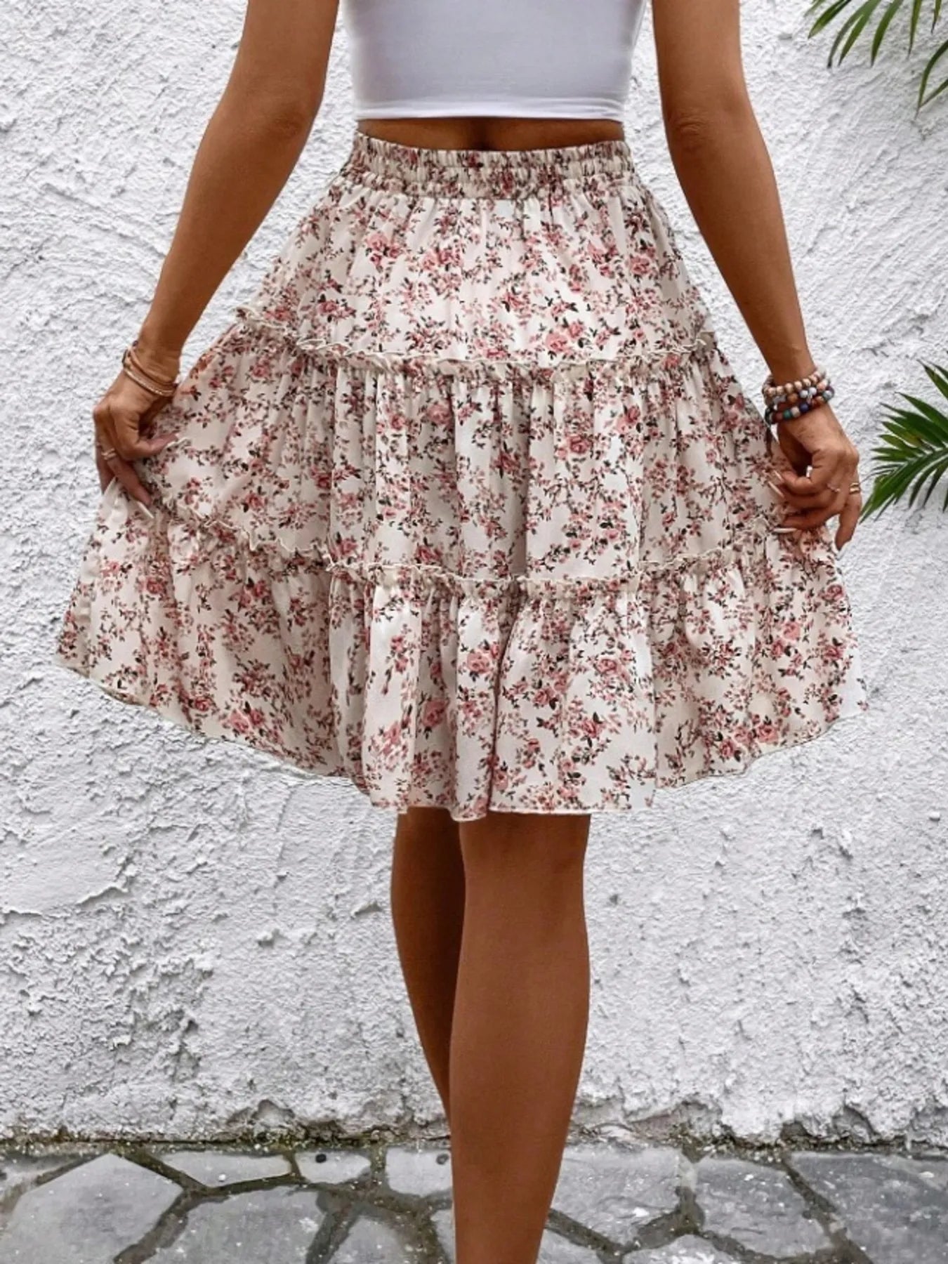Fashorio Floral Print Midi Skirt