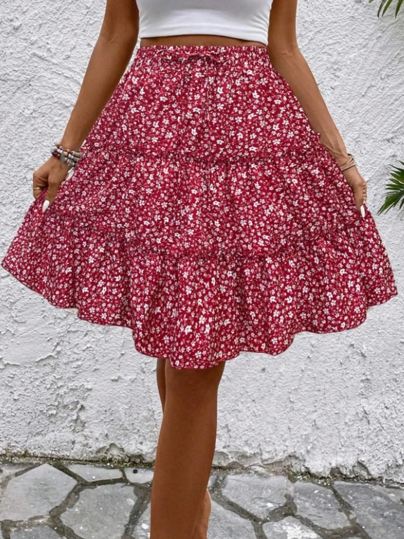 Fashorio Floral Print Midi Skirt