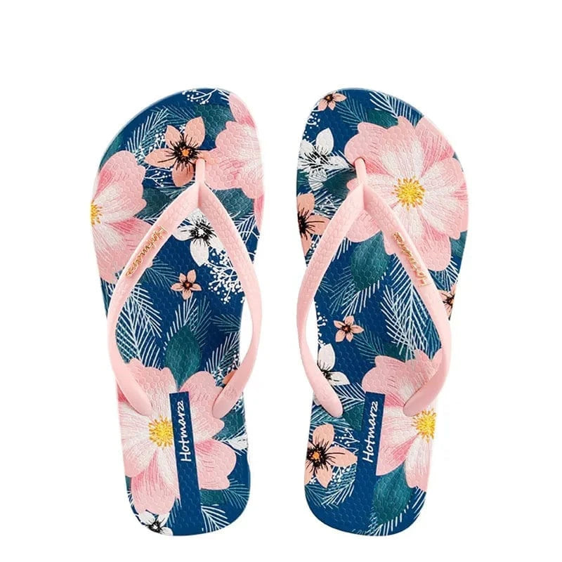Fashorio Floral Print Summer Toe Post Slippers