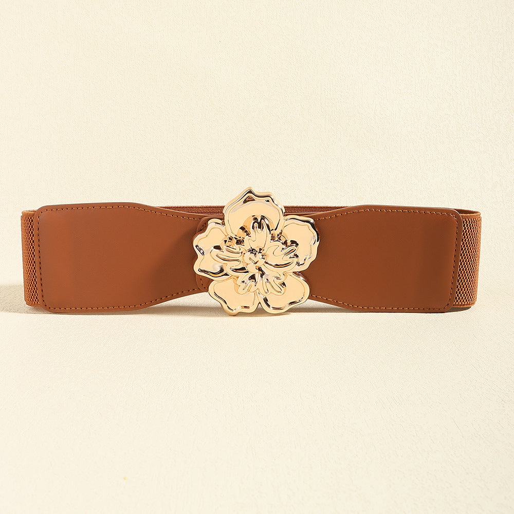 Fashorio Flower Alloy Buckle Elastic Belt