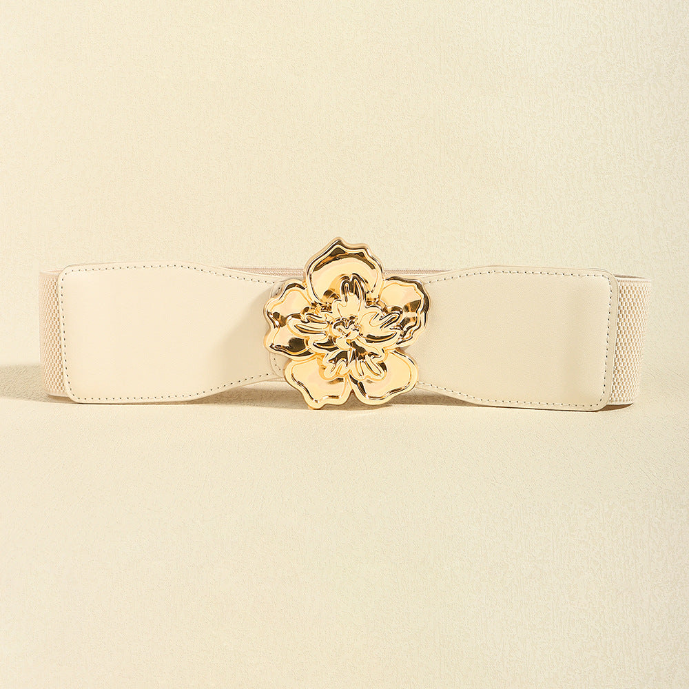 Fashorio Flower Alloy Buckle Elastic Belt