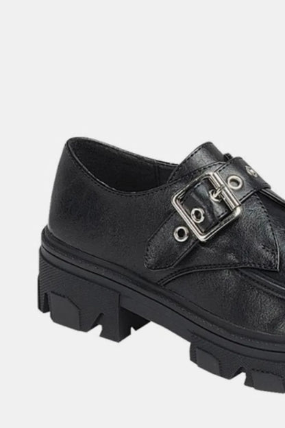 Forever Link Buckled Platform Lug Sole Loafers - Fashorio