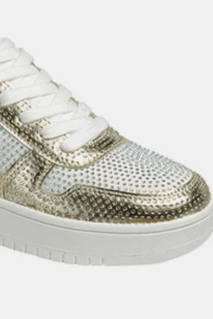 Forever Link Rhinestone Platform Flat Sneakers - Fashorio