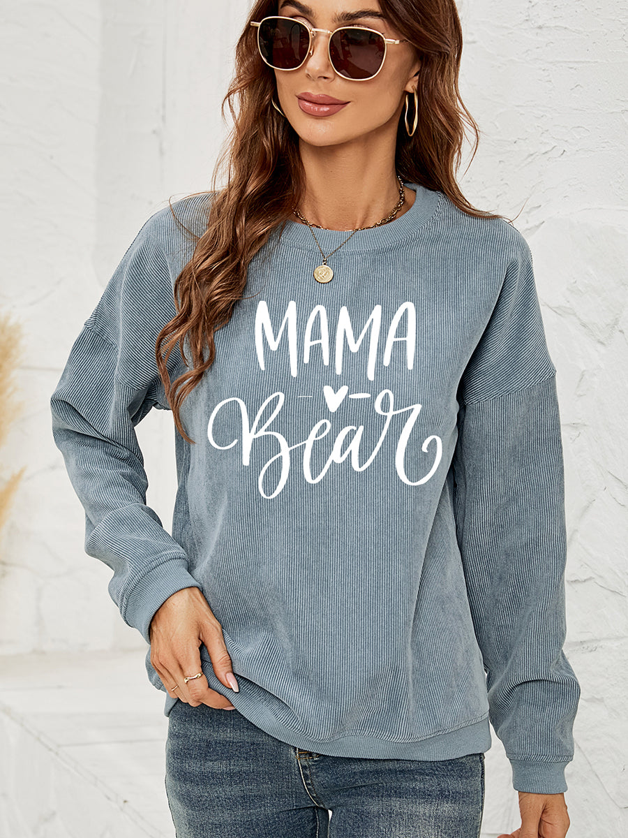 Fashorio French Blue / S MAMA Graphic Round Neck Sweatshirt