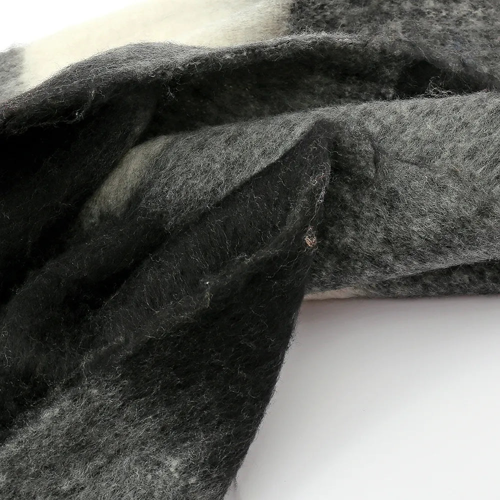 Fashorio Fringe Contrast Plaid Polyester Scarf