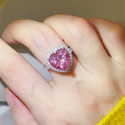 Fashorio Fuchsia Pink / 5 5 Carat Moissanite 925 Sterling Silver Heart Ring