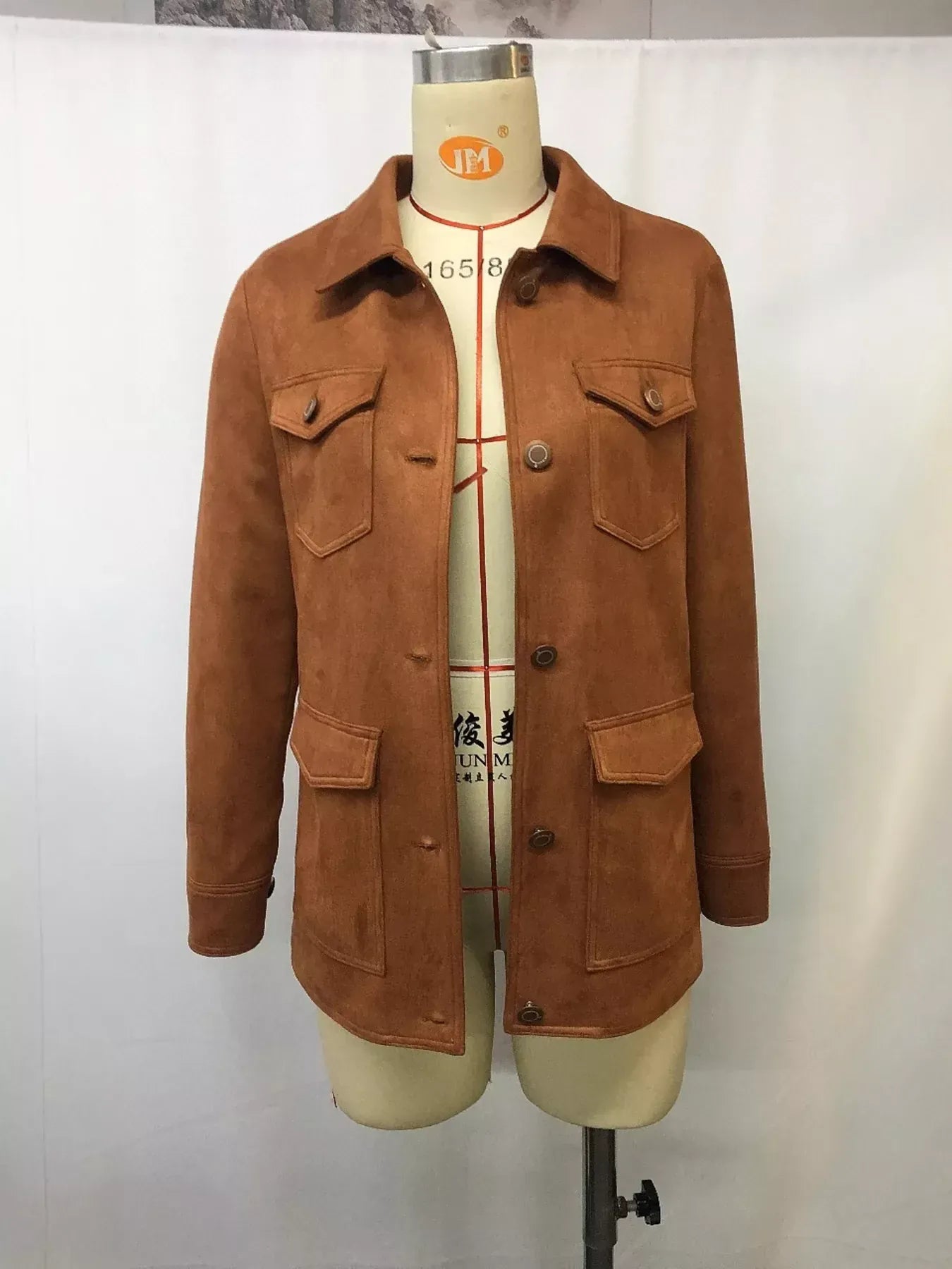 Fashorio Full Size Button-Down Long Sleeve Jacket Plus Size