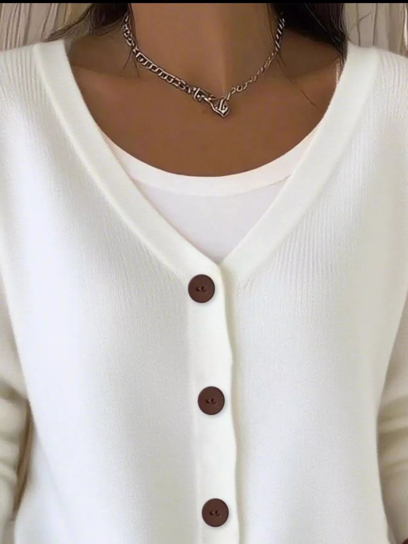 Fashorio Full Size Button-Front V-Neck Cardigan Plus Size