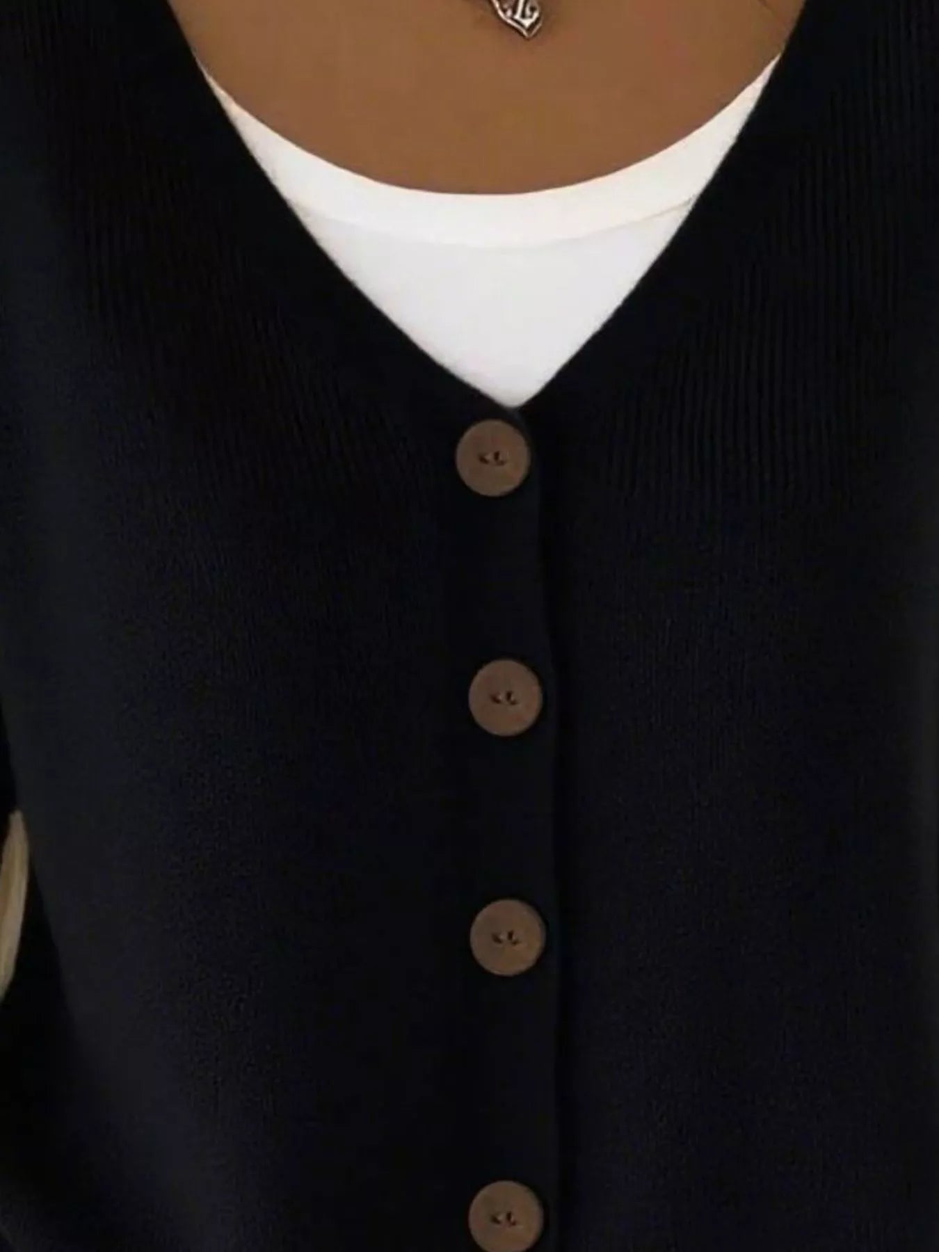 Fashorio Full Size Button-Front V-Neck Cardigan Plus Size