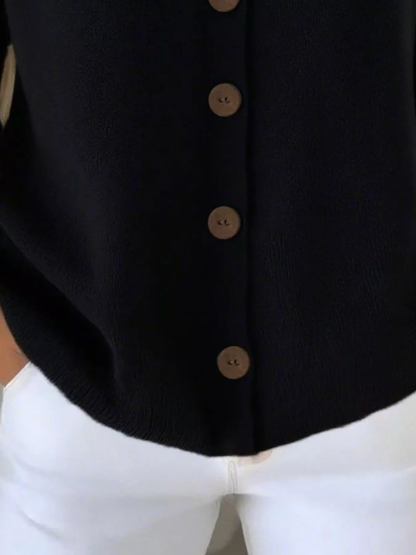 Fashorio Full Size Button-Front V-Neck Cardigan Plus Size