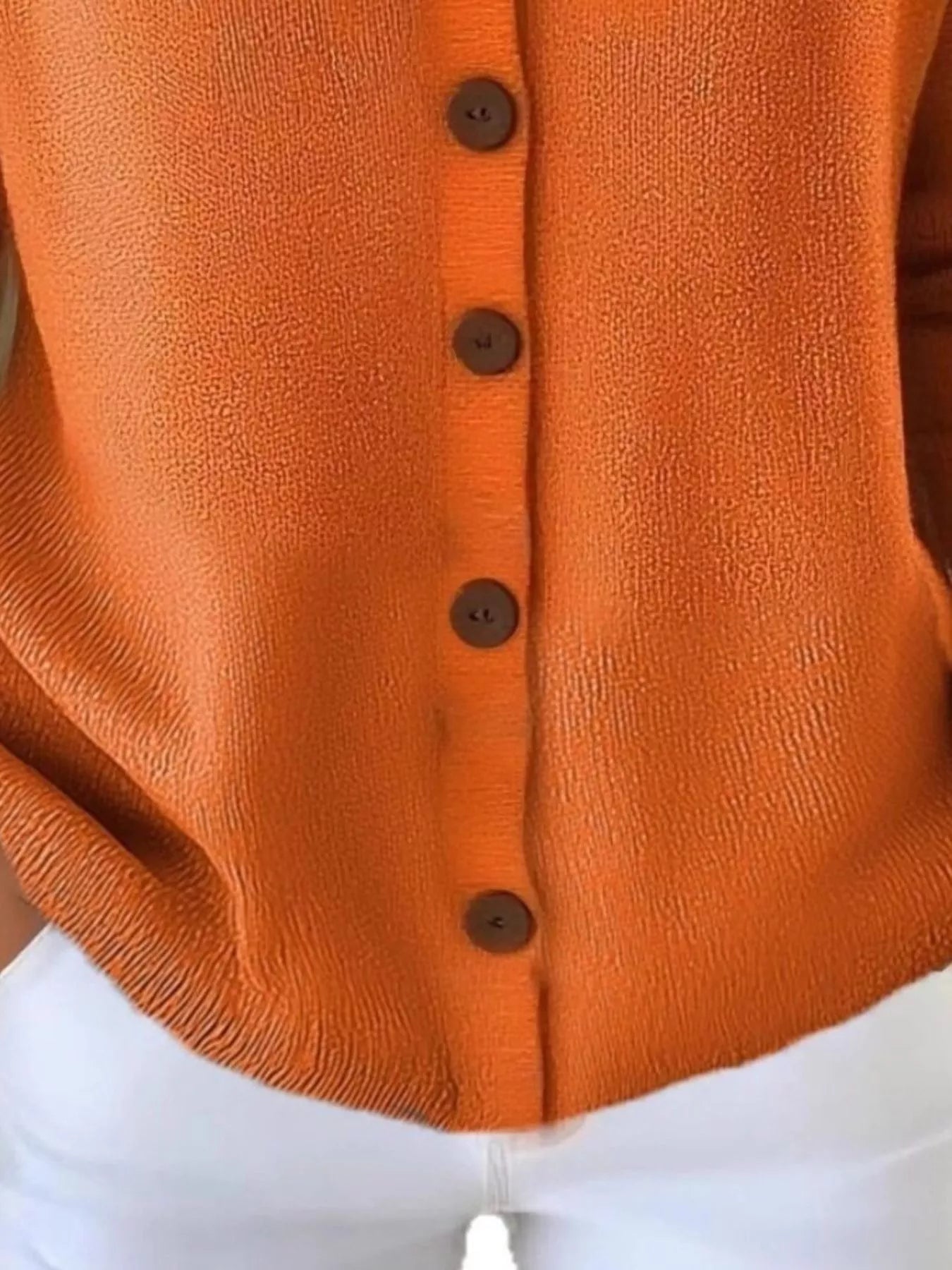 Fashorio Full Size Button-Front V-Neck Cardigan Plus Size