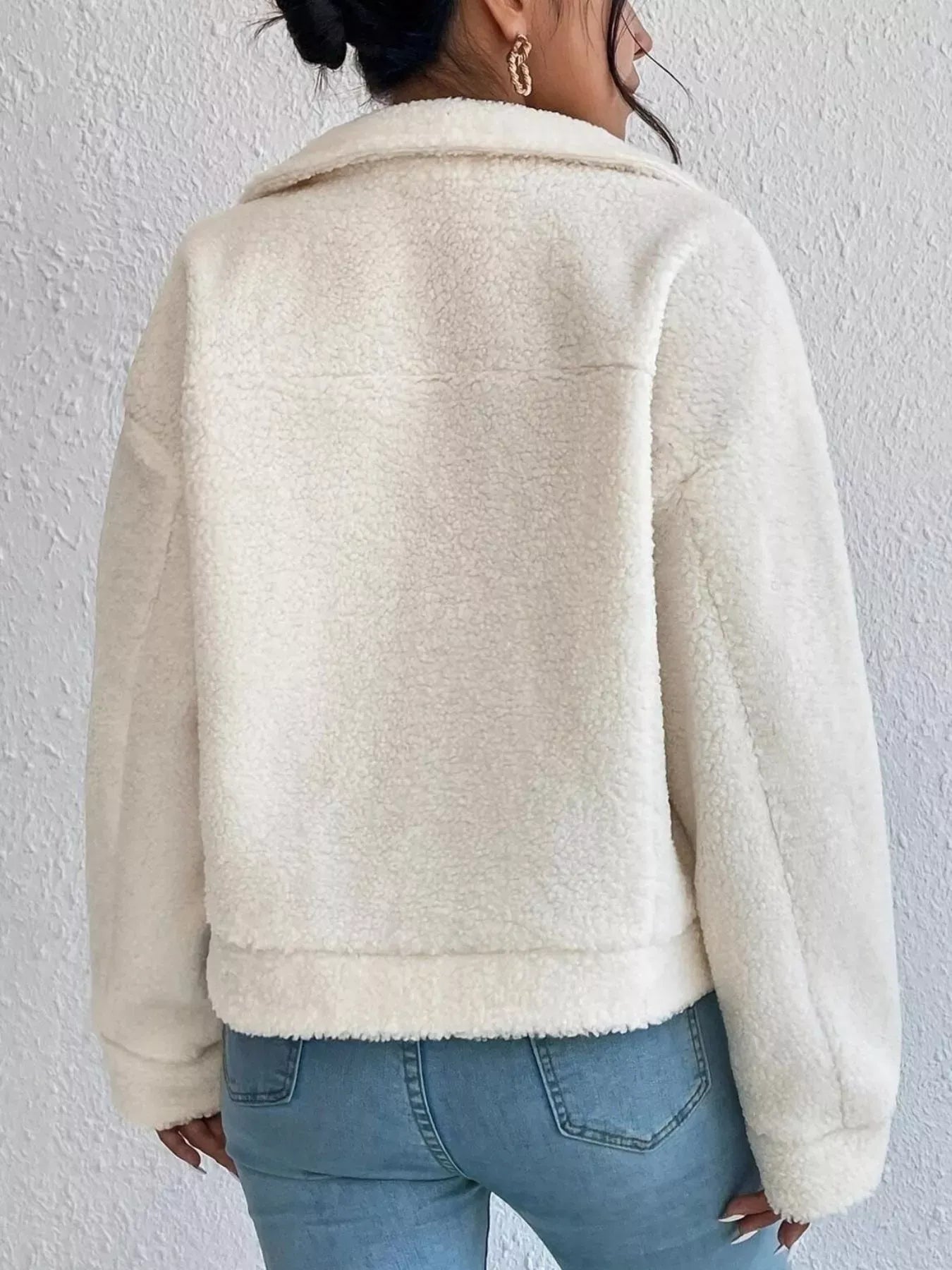 Fashorio Full Size Cozy Faux Shearling Button-Up Jacket Plus Size