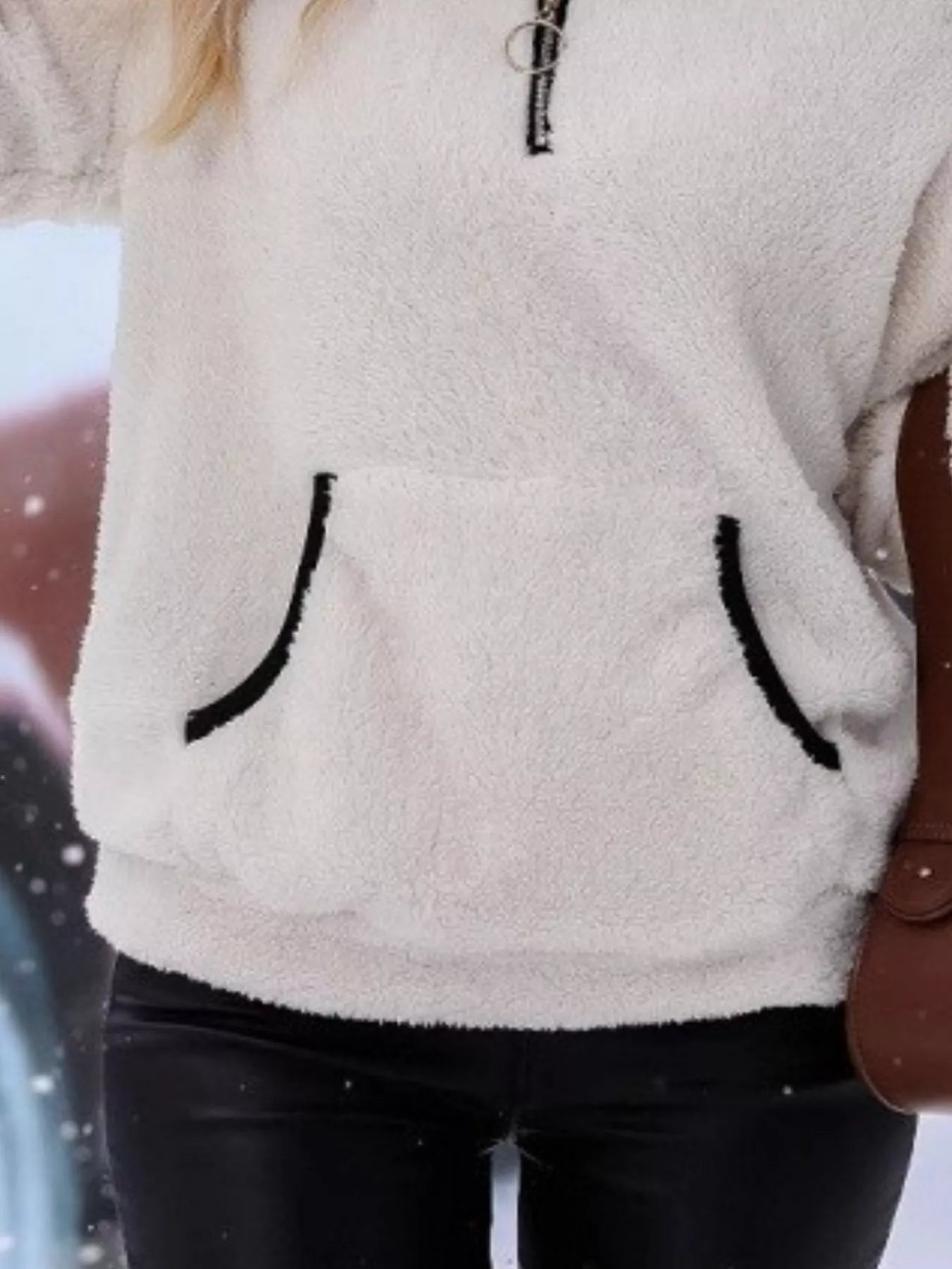 Fashorio Full Size Cozy Fleece Quarter Zip Long Sleeve Sweatshirt Plus Size