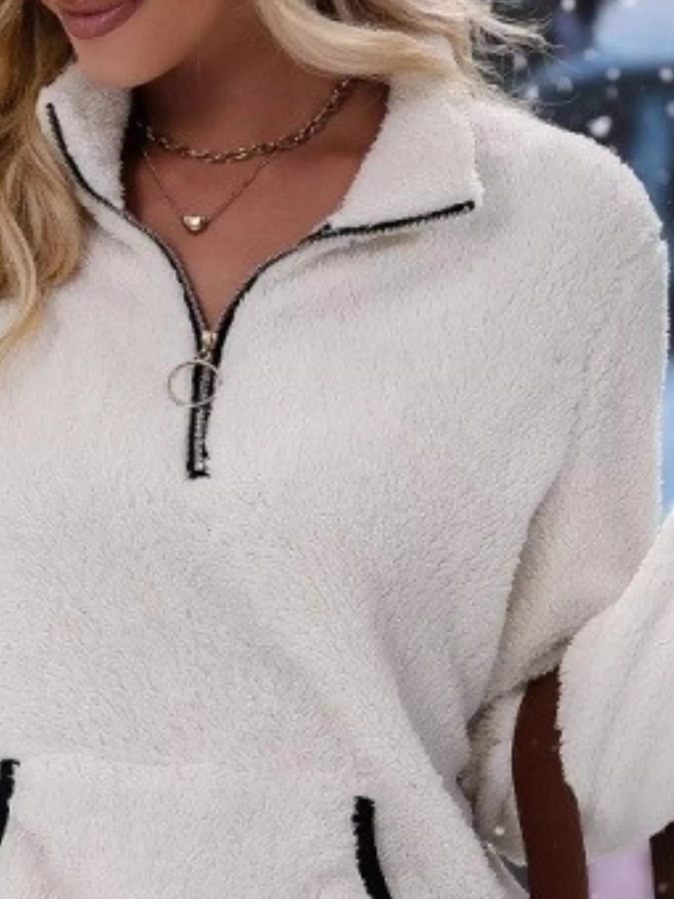 Fashorio Full Size Cozy Fleece Quarter Zip Long Sleeve Sweatshirt Plus Size