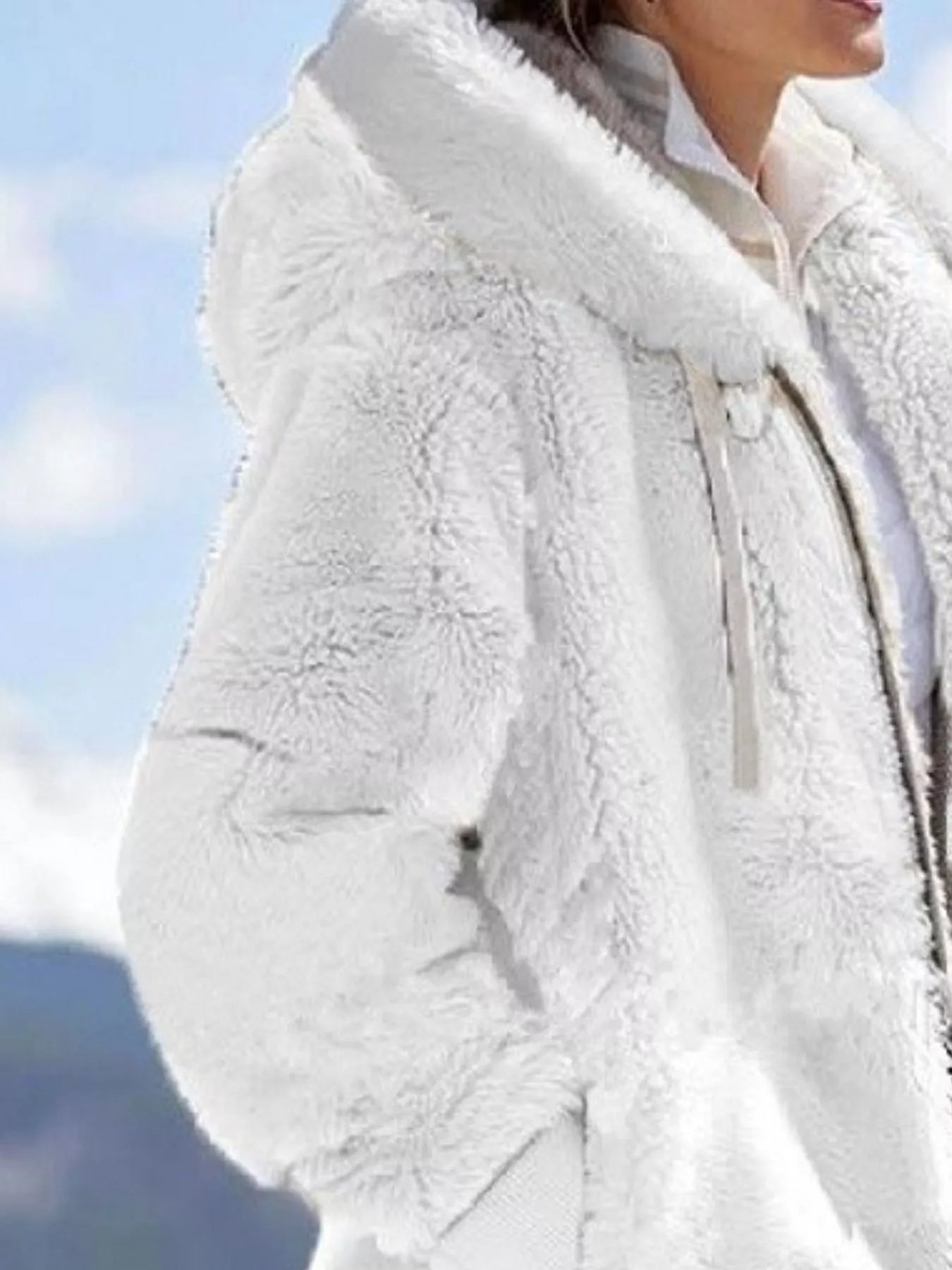 Fashorio Full Size Cozy Fleece Zip-Up Hooded Jacket Plus Size