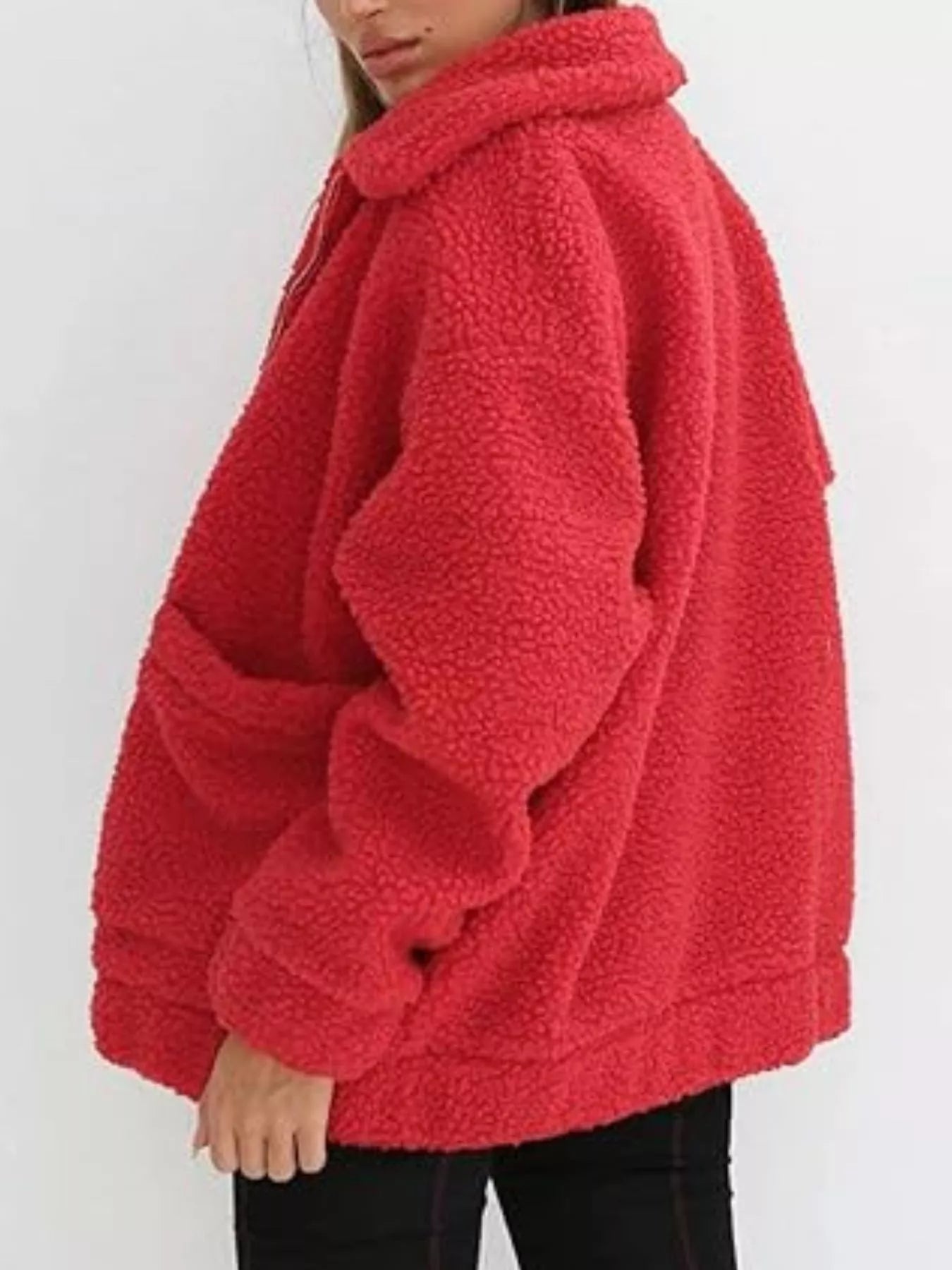 Fashorio Full Size Cozy Fleece Zip Up Jacket Plus Size