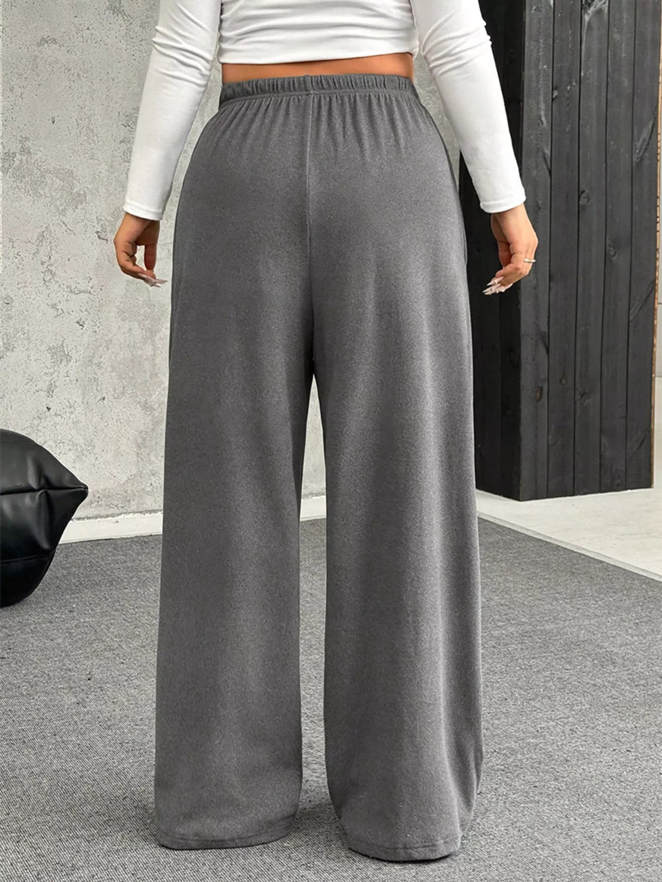 Fashorio Full Size Drawstring Wide Leg Pants Plus Size
