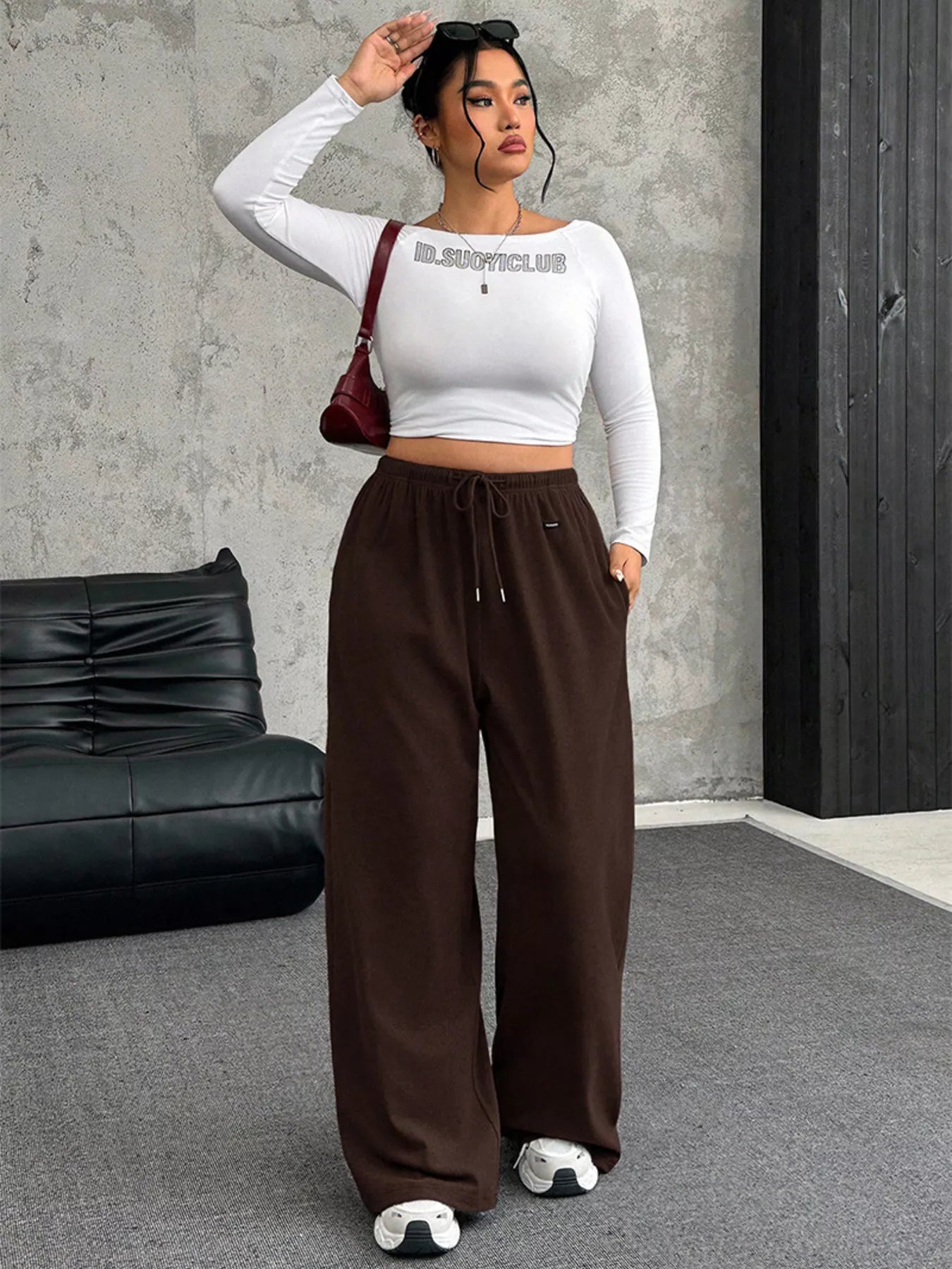 Fashorio Full Size Drawstring Wide Leg Pants Plus Size