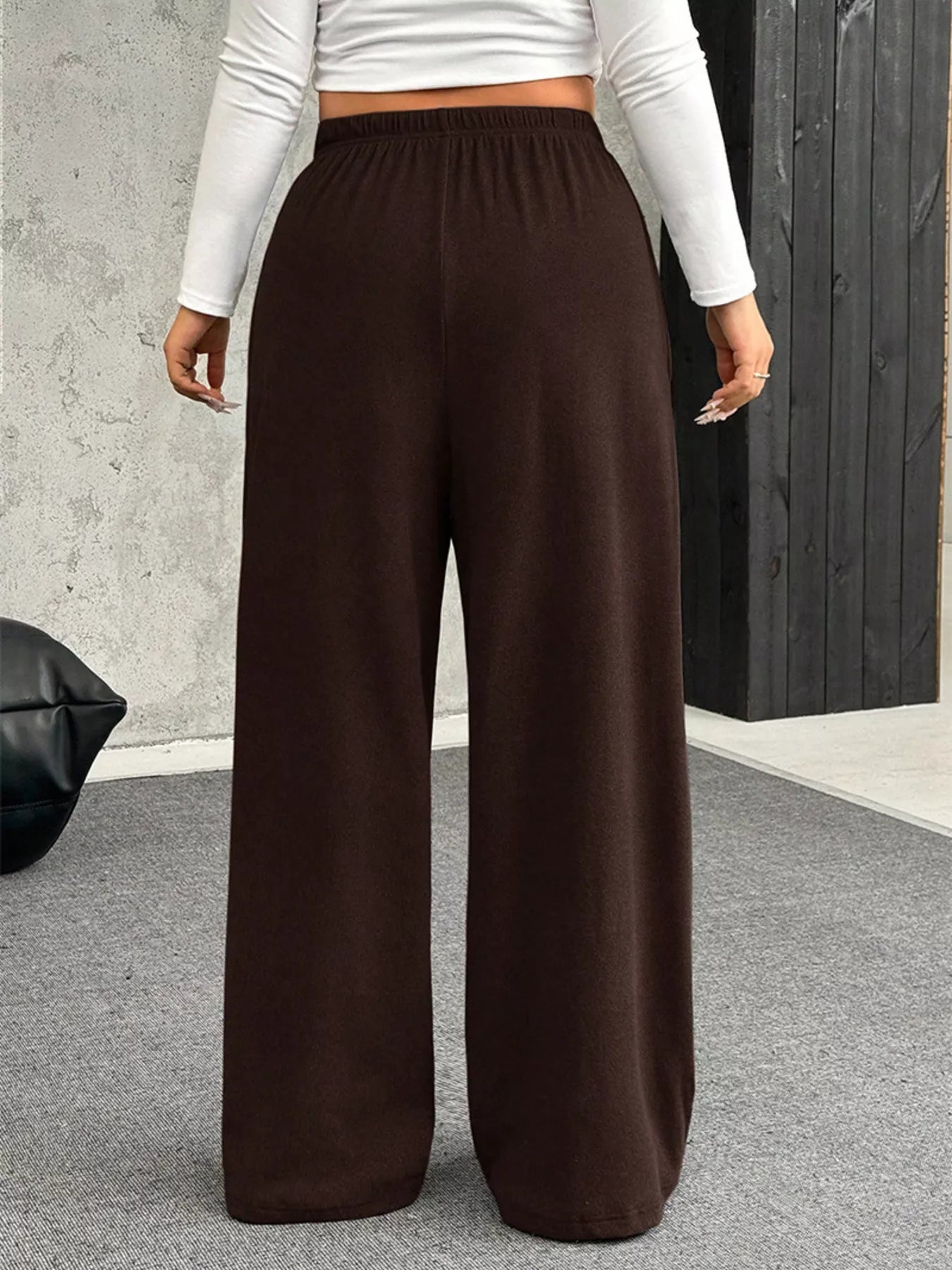 Fashorio Full Size Drawstring Wide Leg Pants Plus Size