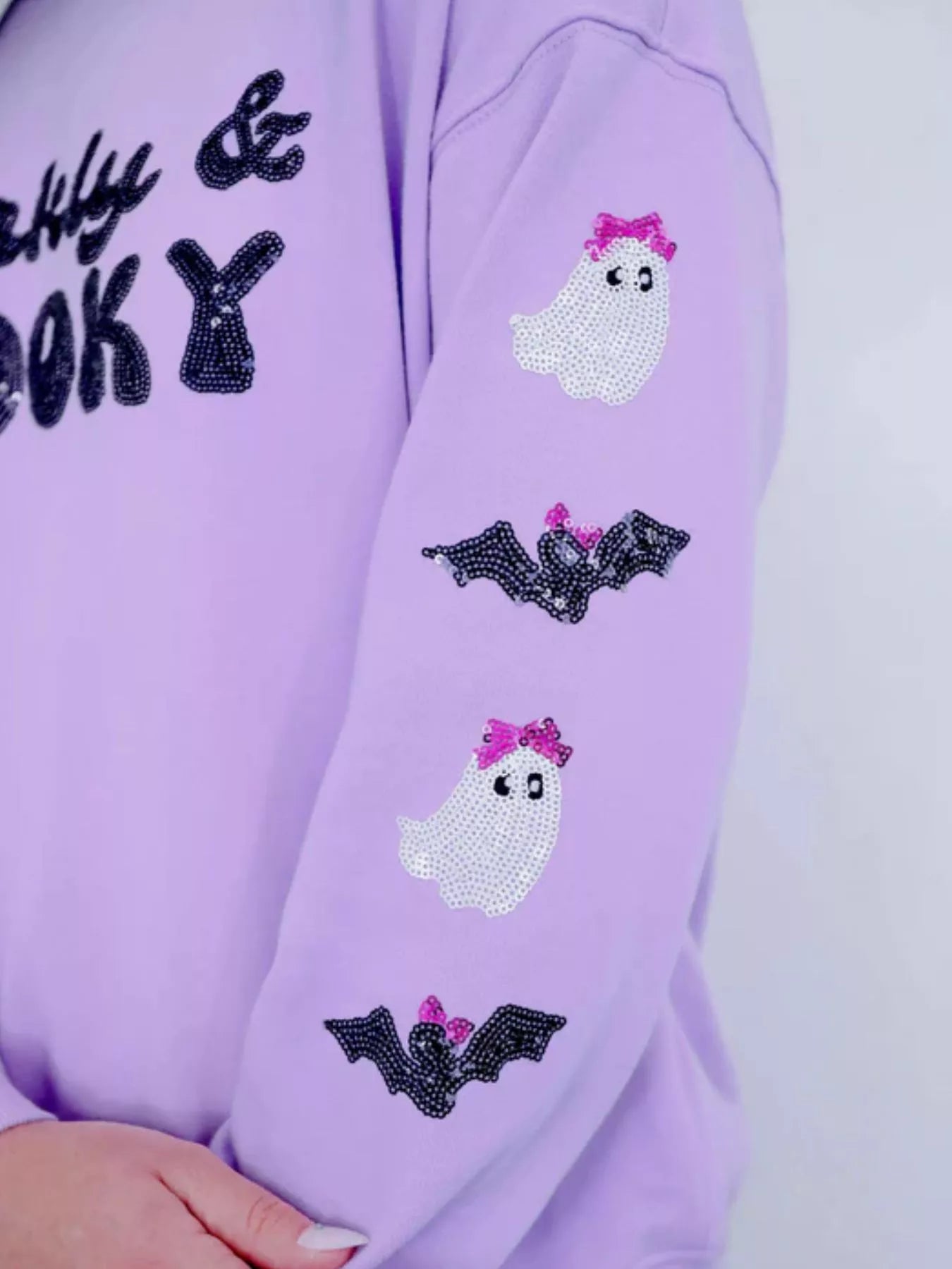 Fashorio Full Size Halloween Round Neck Long Sleeve Sweatshirt Plus Size