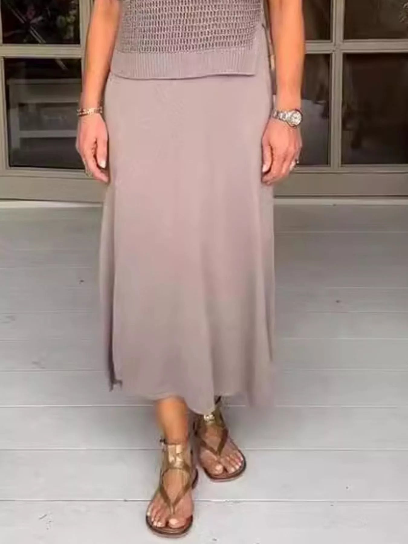 Fashorio Full Size Openwork Knit Cover Up and Dress Set Plus Size