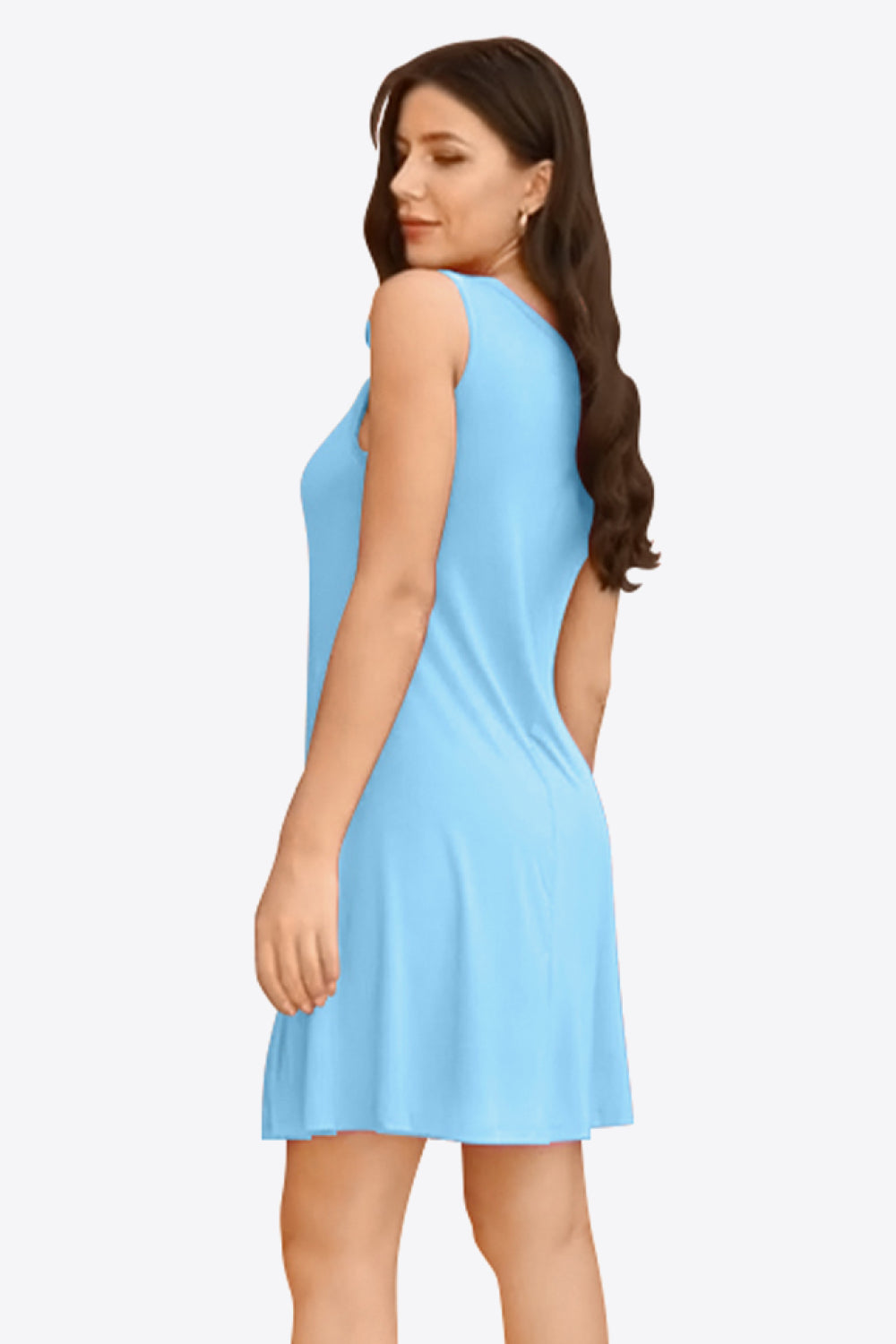 Fashorio Full Size Round Neck Sleeveless Dress with Pockets
