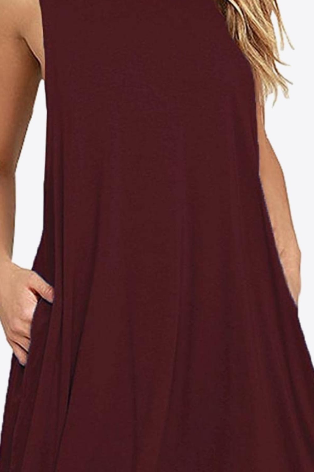 Fashorio Full Size Round Neck Sleeveless Dress with Pockets