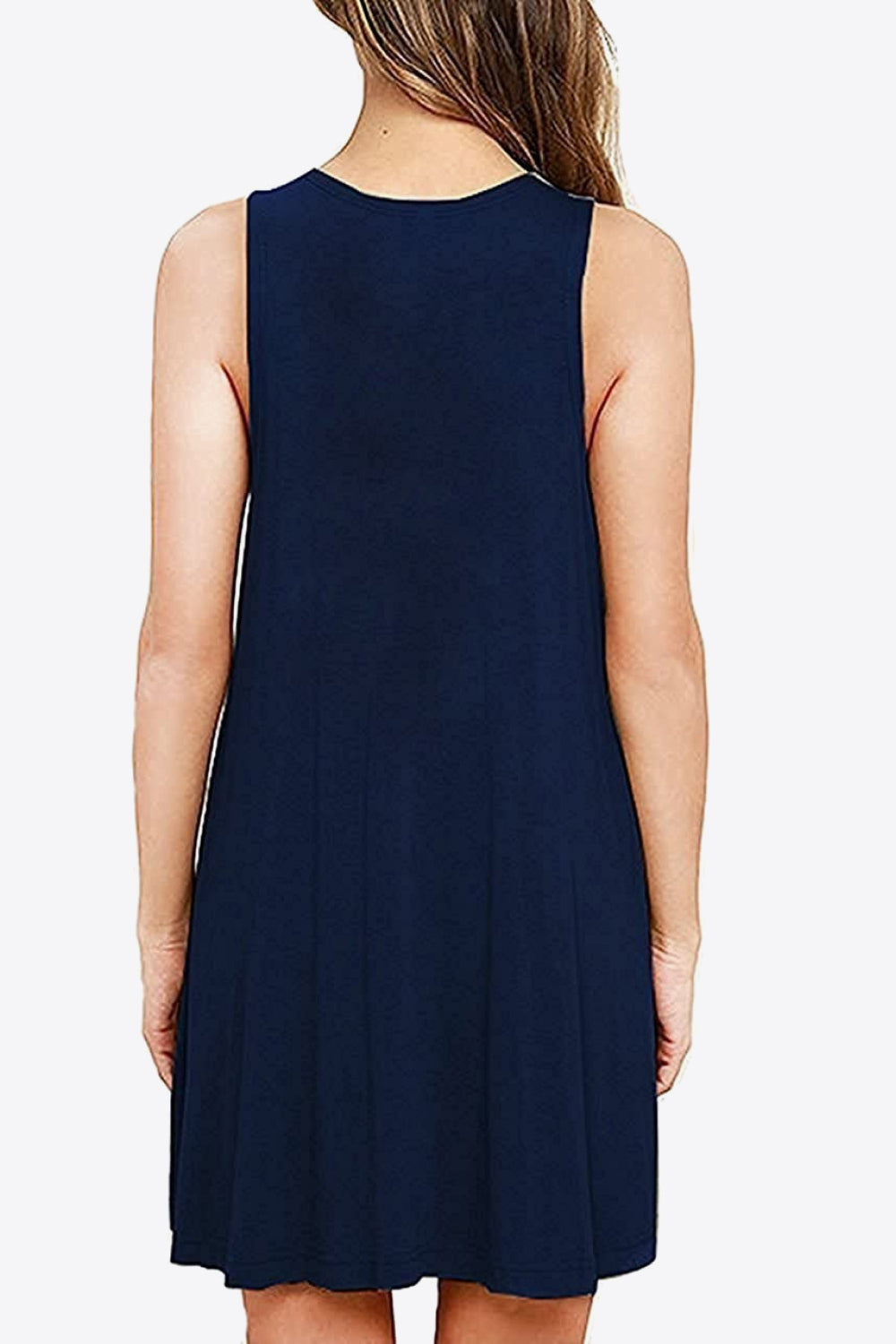 Fashorio Full Size Round Neck Sleeveless Dress with Pockets