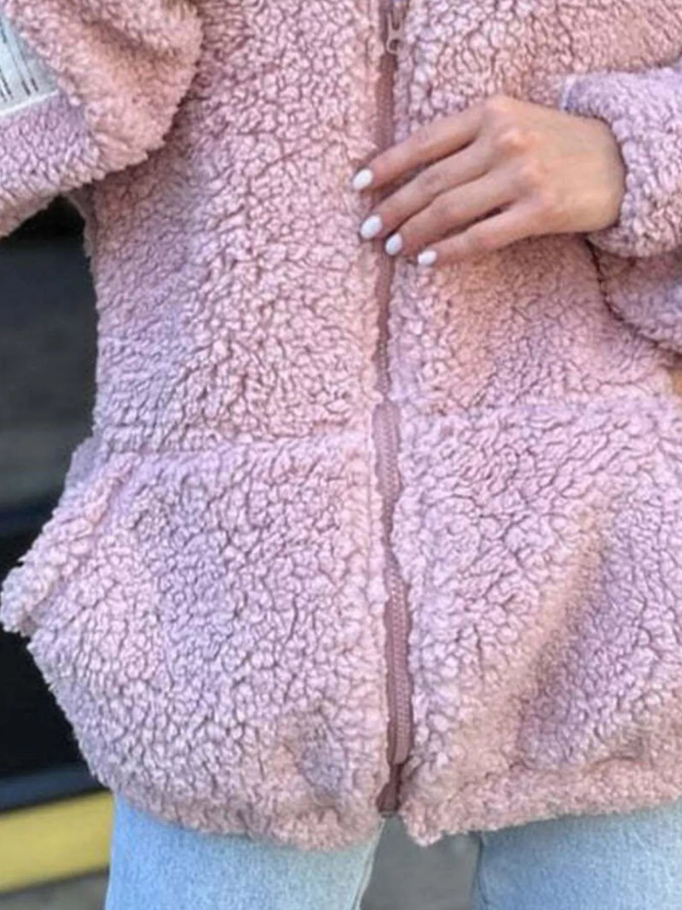 Fashorio Full Size Sherpa Fleece Zip-Up Jacket Plus Size