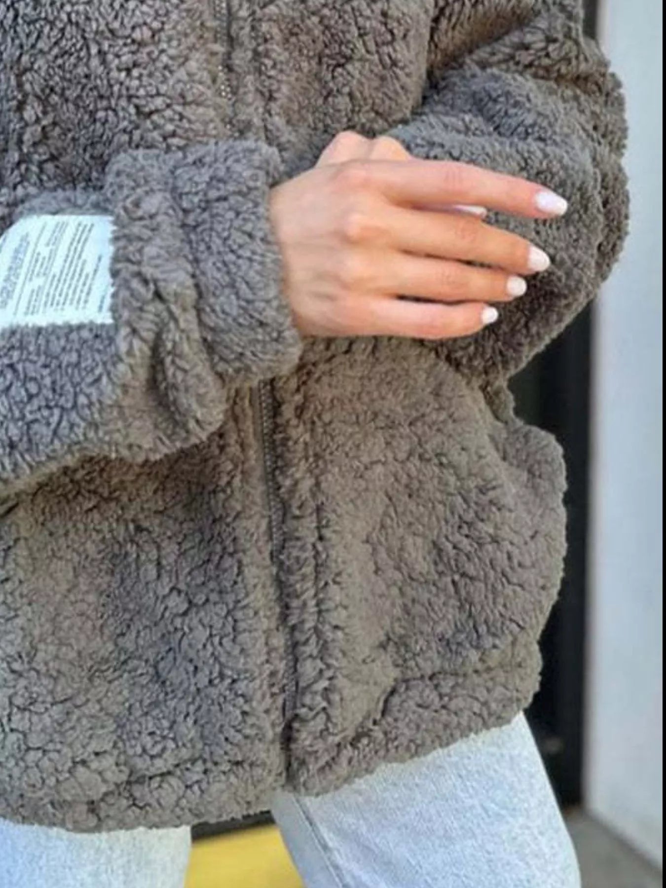 Fashorio Full Size Sherpa Fleece Zip-Up Jacket Plus Size