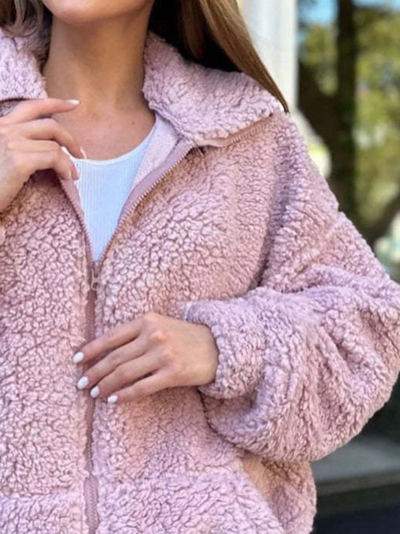 Fashorio Full Size Sherpa Fleece Zip-Up Jacket Plus Size