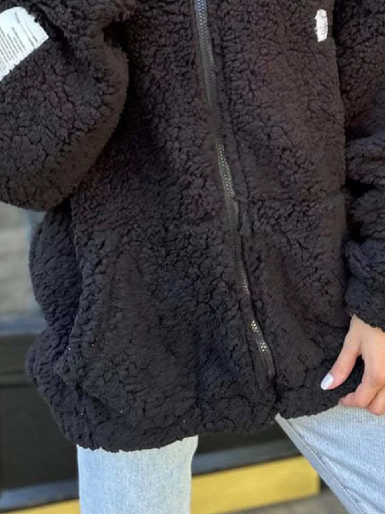 Fashorio Full Size Sherpa Fleece Zip-Up Jacket Plus Size