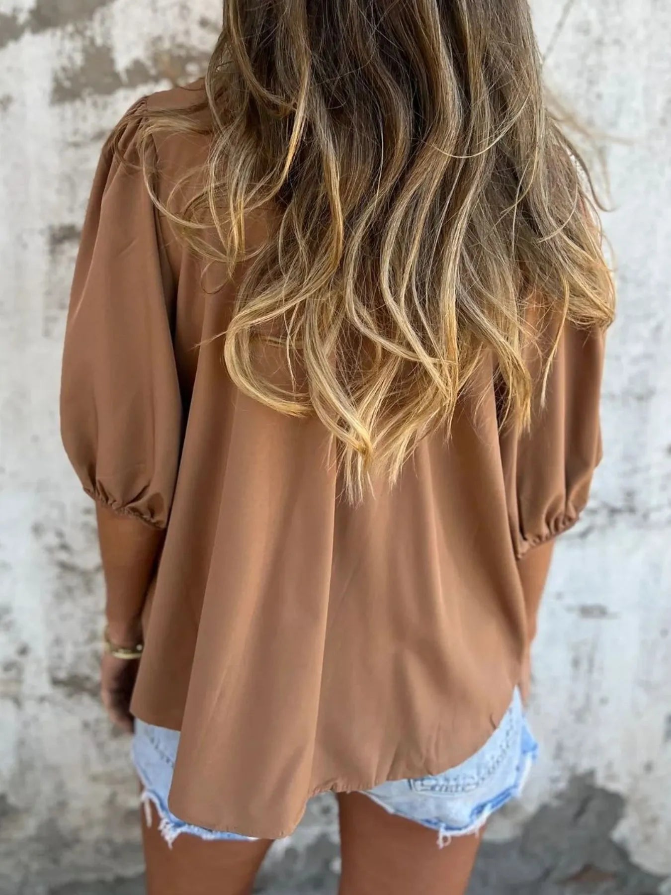 Fashorio Full Size Smocked Puff Sleeve Blouse Plus Size