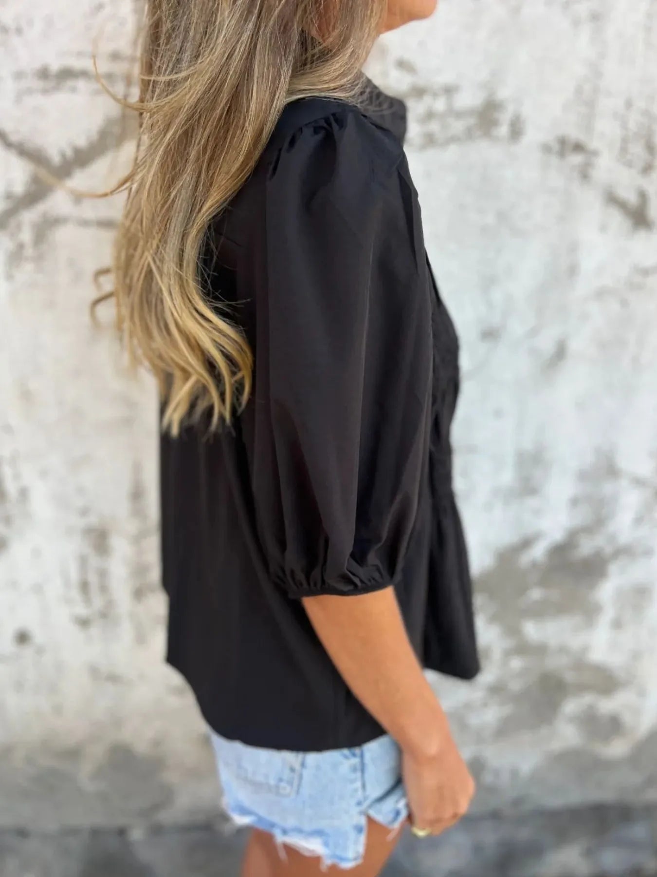 Fashorio Full Size Smocked Puff Sleeve Blouse Plus Size