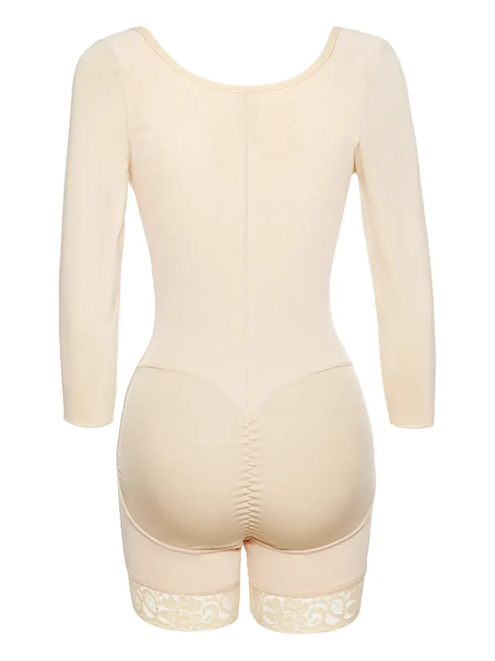 Fashorio Full Size Zip Up Lace Detail Long Sleeve Shapewear
