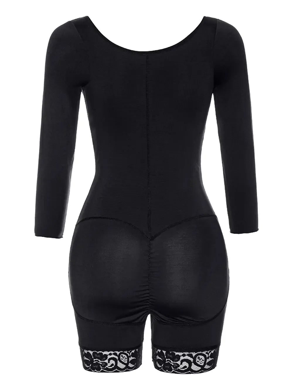 Fashorio Full Size Zip Up Lace Detail Long Sleeve Shapewear