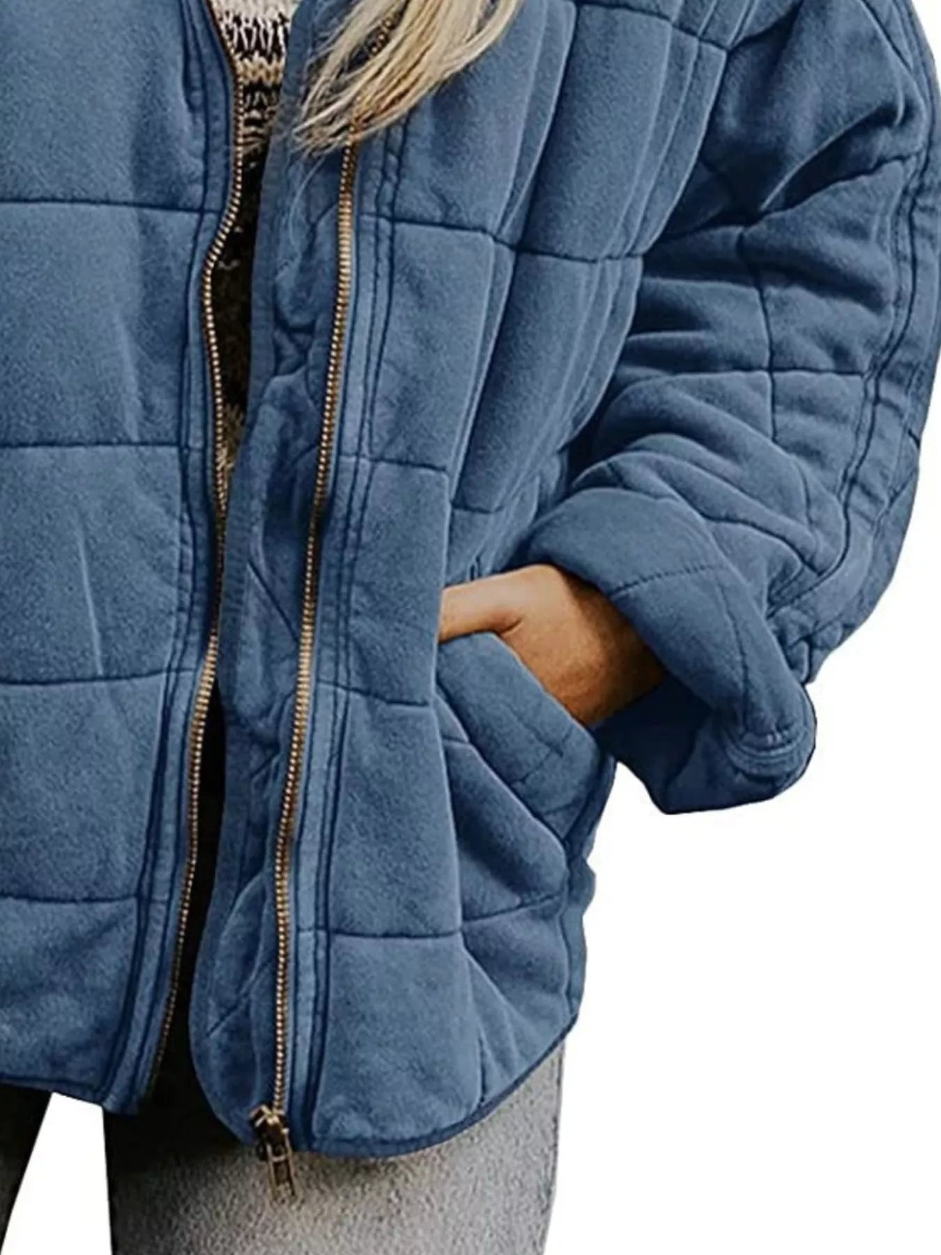 Fashorio Full Size Zip Up Quilted Bomber Jacket Plus Size