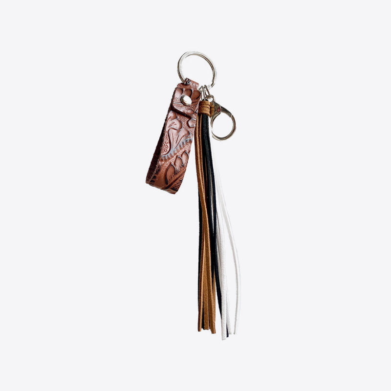 Fashorio Genuine Leather Tassel Keychain