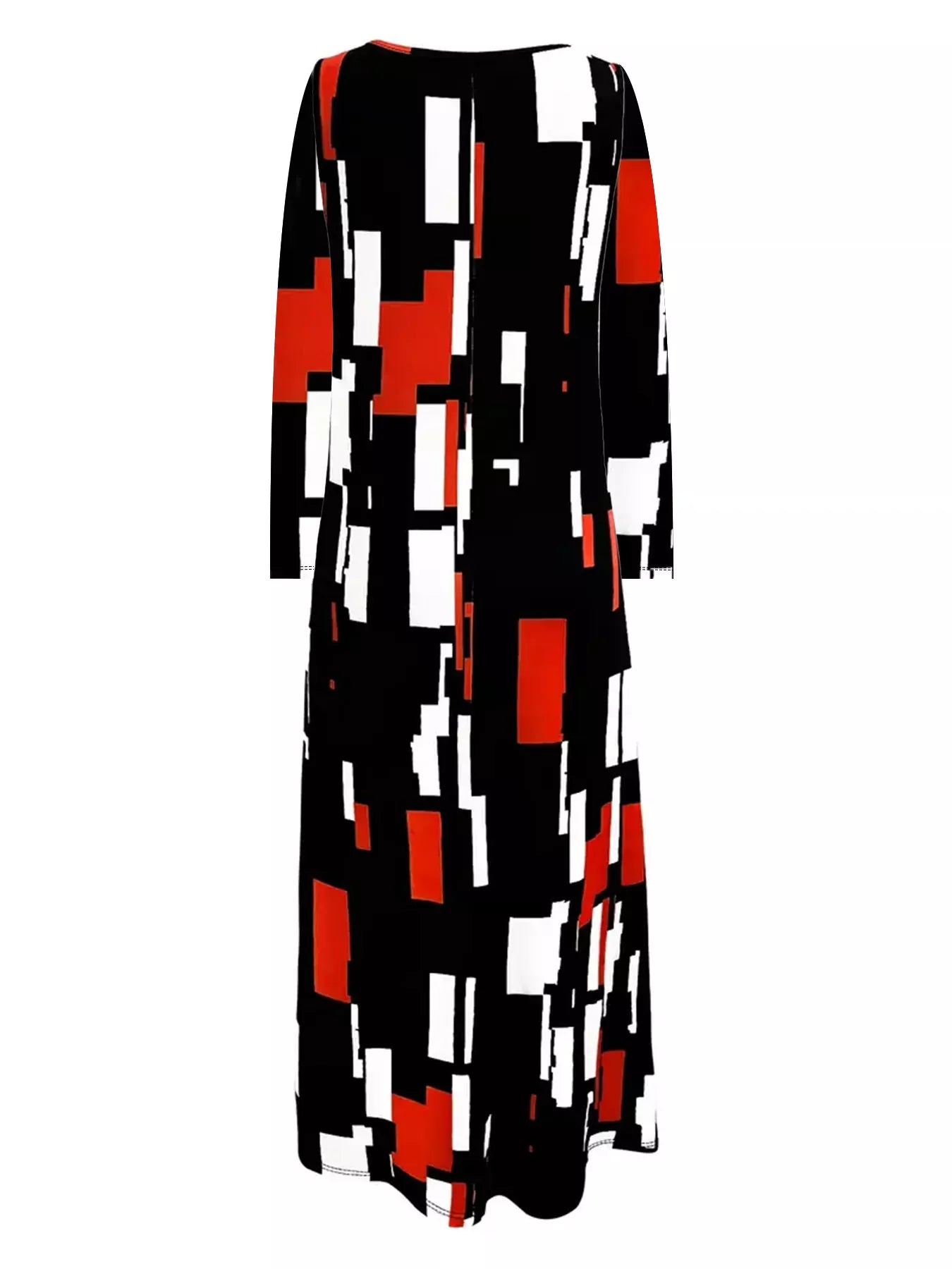 Fashorio Geometric Print Long Sleeve Maxi Dress