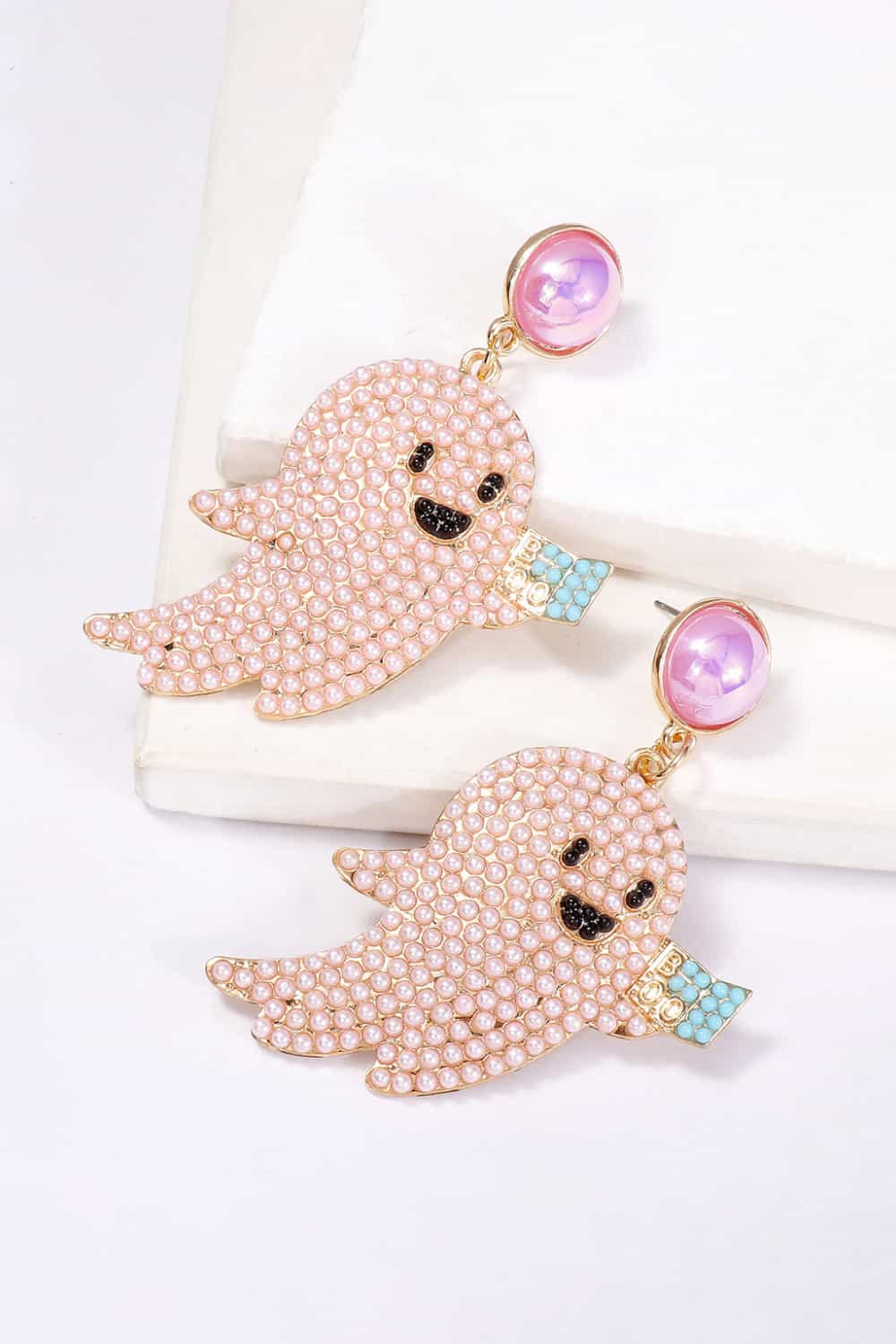 Fashorio Ghost Shape Synthetic Pearl Dangle Earrings
