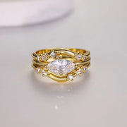 Fashorio Gold / 6 1 Carat Moissanite 925 Sterling Silver 3pcs Ring Set
