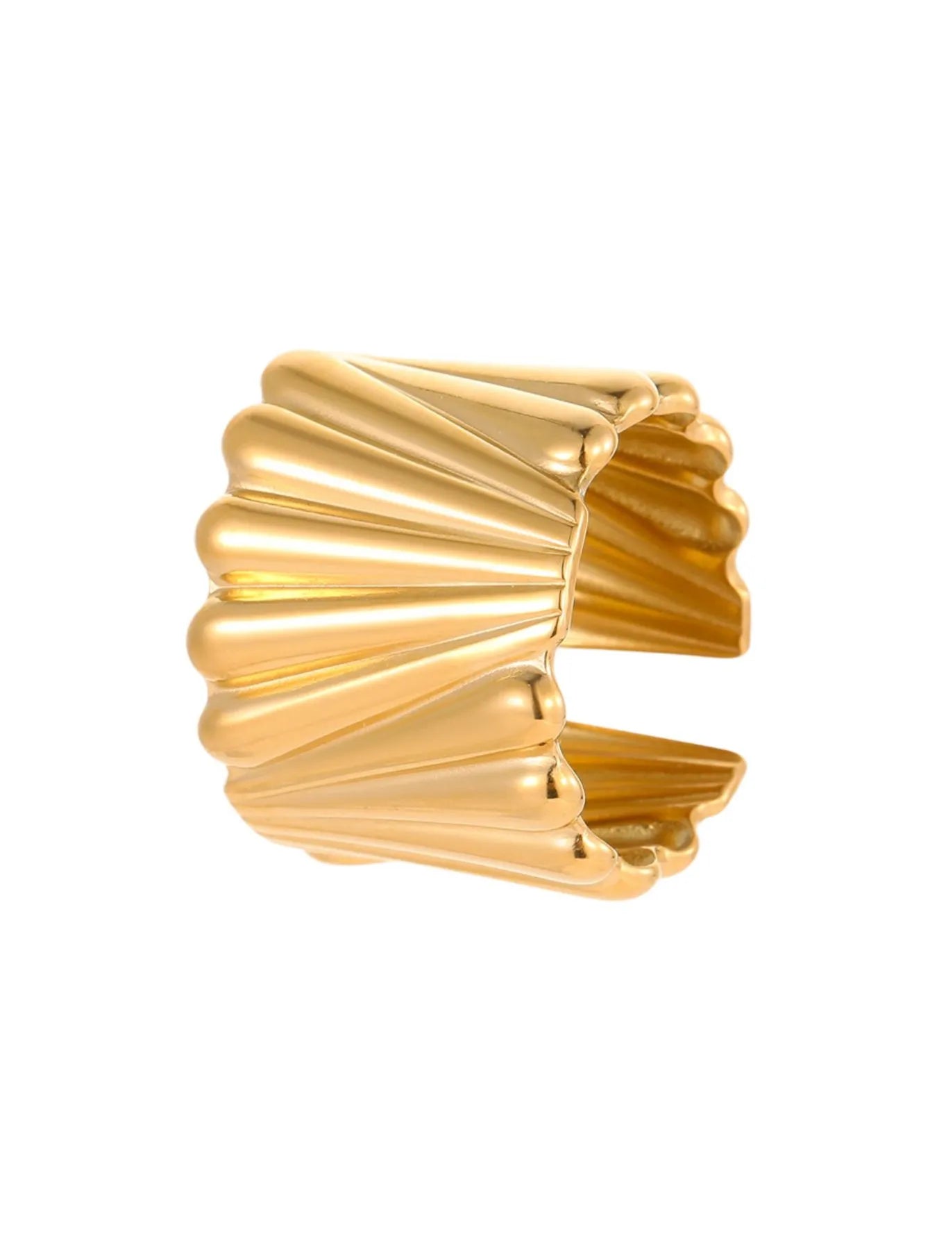 Fashorio Gold / 6.5-7 18K Gold-Plated Wide Band Statement Ring
