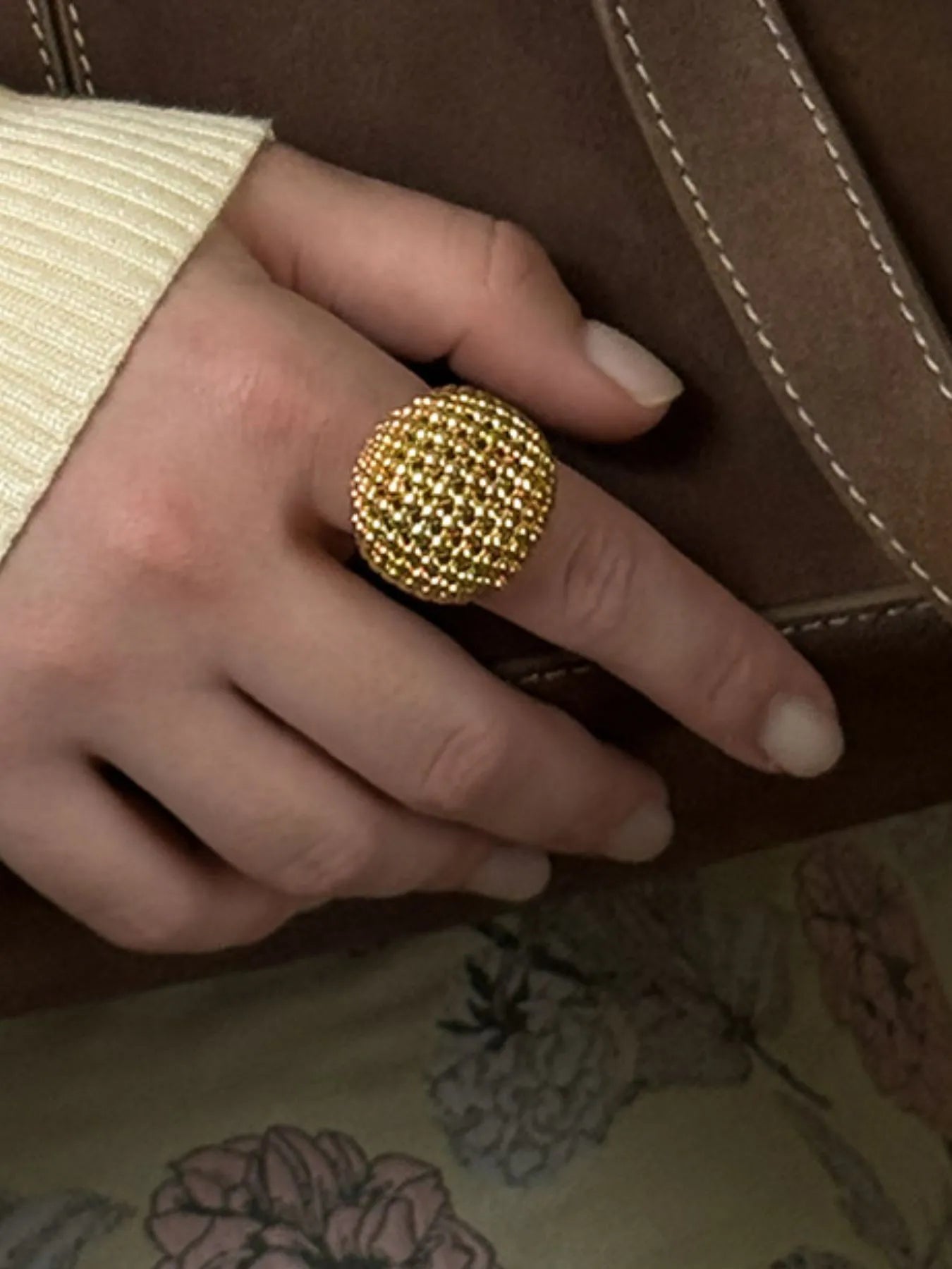 Fashorio Gold / 7 Stainless Steel Textured Dome Ring