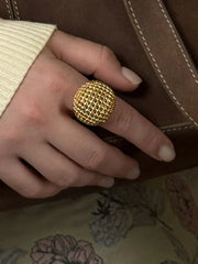 Fashorio Gold / 7 Stainless Steel Textured Dome Ring