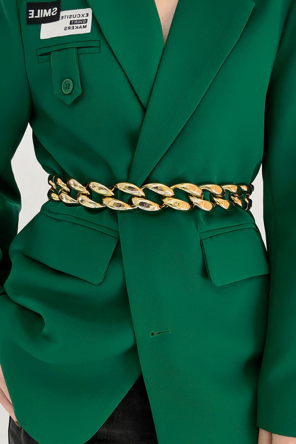 Fashorio Gold / One Size 1.2" Width Acrylic Curb Chain Belt