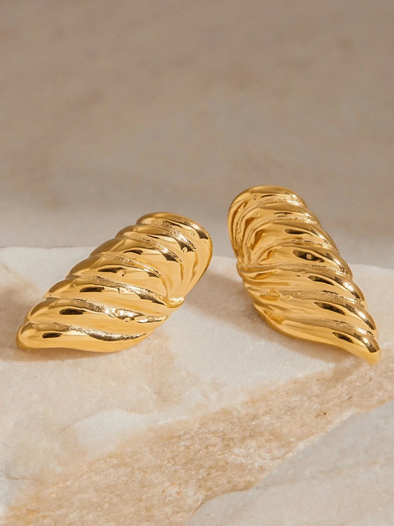 Fashorio Gold / One Size 18K Gold-Plated Angel Wing Stud Earrings